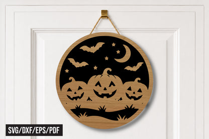 Halloween Pumpkin Round Door Hanger SVG
