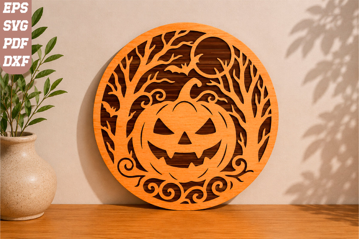 Halloween Pumpkin Round Laser Cut SVG