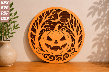 Halloween Pumpkin Round Laser Cut SVG