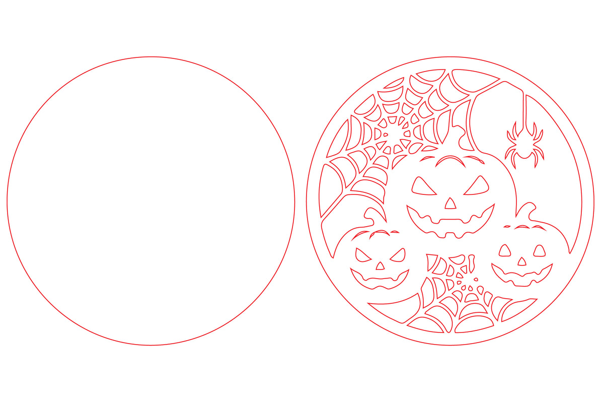 Halloween Pumpkin Spider Web Round Door Hanger SVG