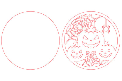 Halloween Pumpkin Spider Web Round Door Hanger SVG