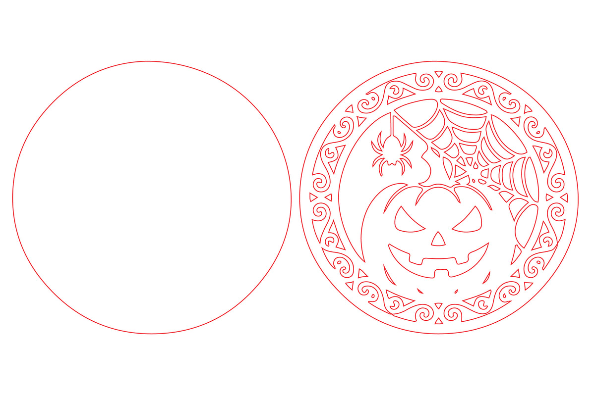 Halloween Pumpkin Spider Web Round Door Hanger SVG
