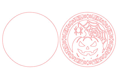 Halloween Pumpkin Spider Web Round Door Hanger SVG