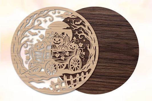 Halloween Pumpkin Wagon Laser Cut SVG