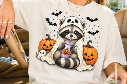 Halloween Raccoon PNG Cute Spooky Animal Sublimation Clipart