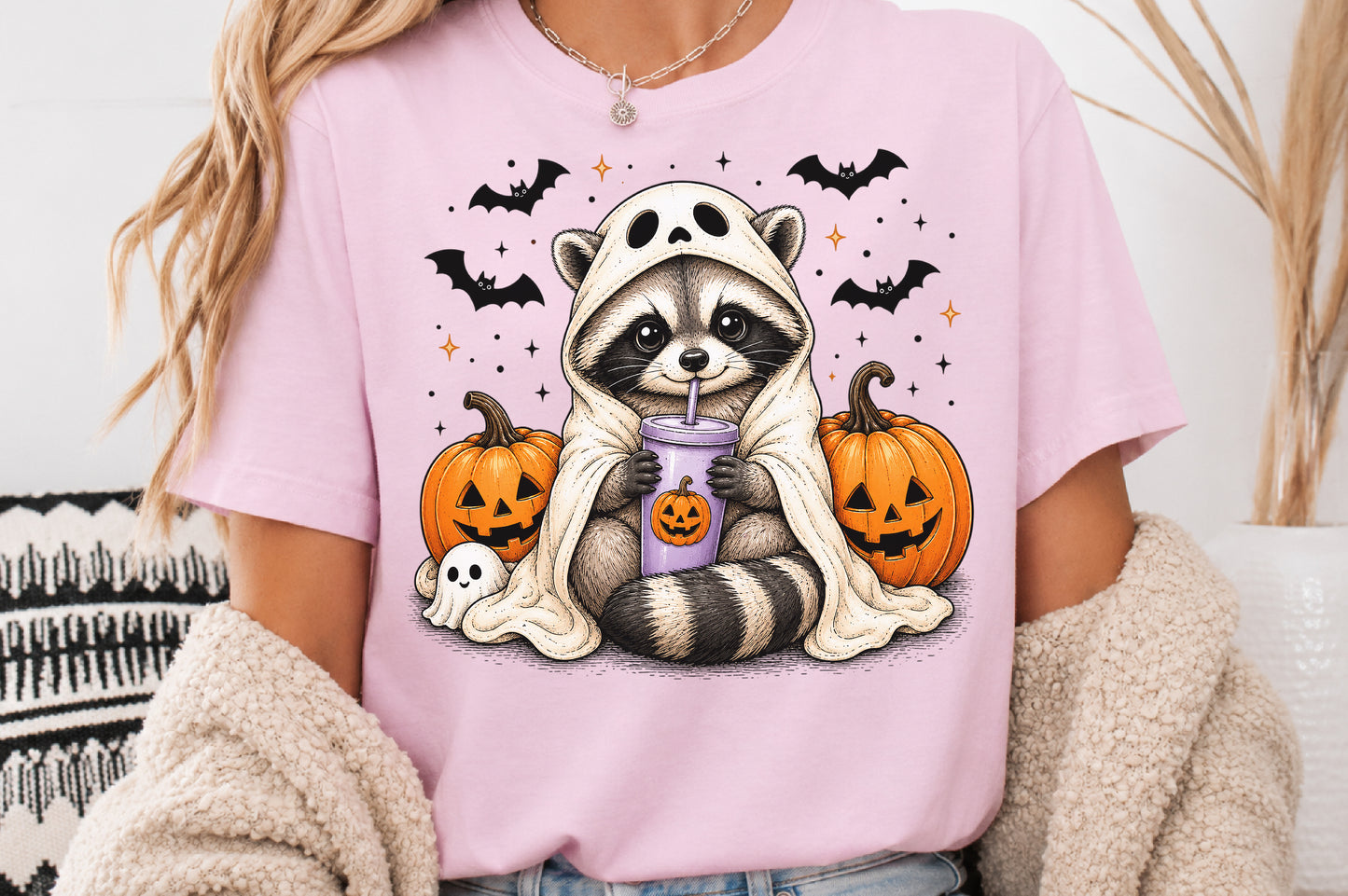 Halloween Raccoon PNG Cute Spooky Animal Sublimation Clipart