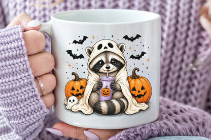 Halloween Raccoon PNG Cute Spooky Animal Sublimation Clipart