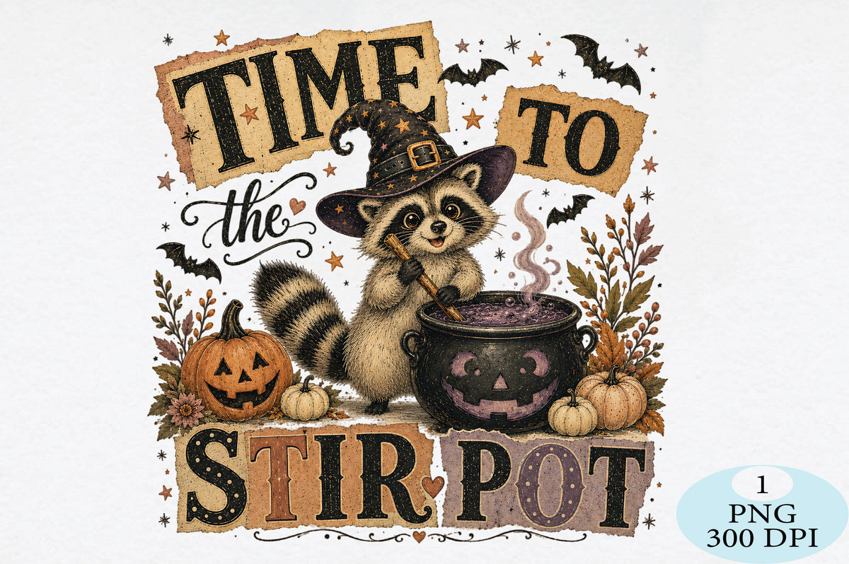Halloween Raccoon Witch Potion PNG