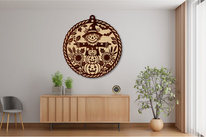 Halloween Scarecrow Ornament SVG Laser Cut Pumpkin Design