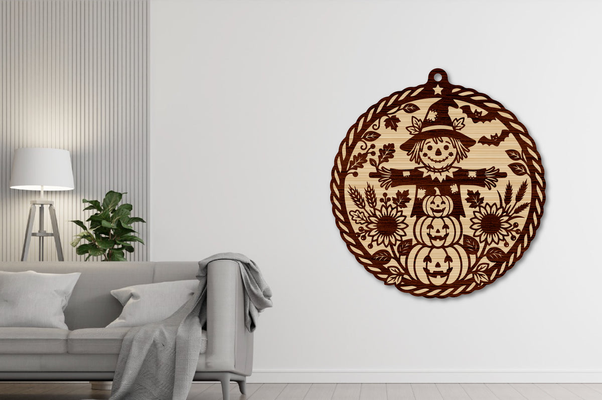 Halloween Scarecrow Ornament SVG Laser Cut Pumpkin Design