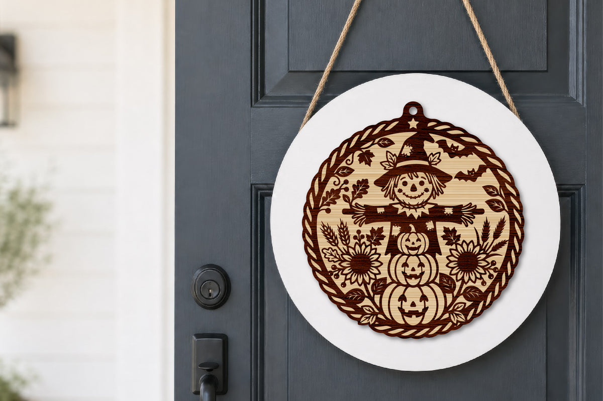 Halloween Scarecrow Ornament SVG Laser Cut Pumpkin Design