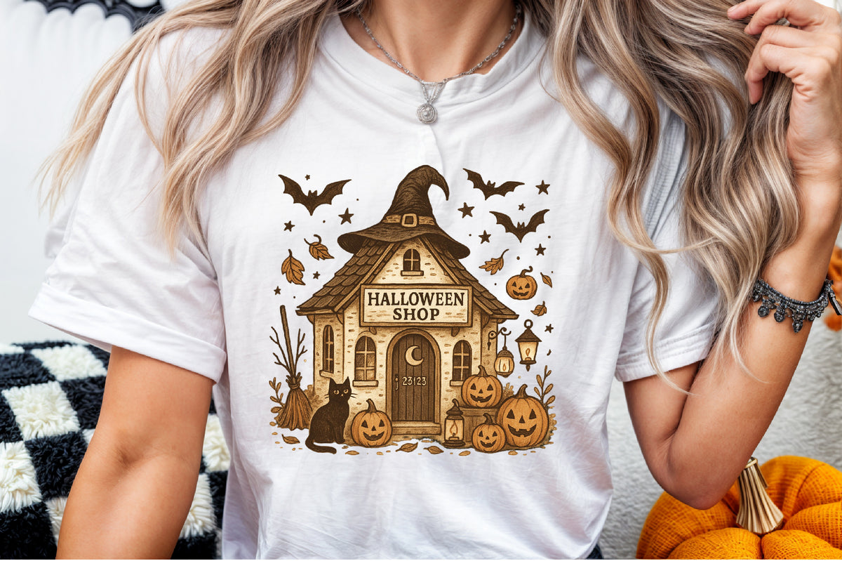 Halloween Shop PNG Funny Spooky Witch House Clipart
