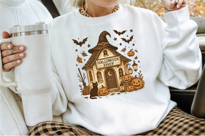 Halloween Shop PNG Funny Spooky Witch House Clipart