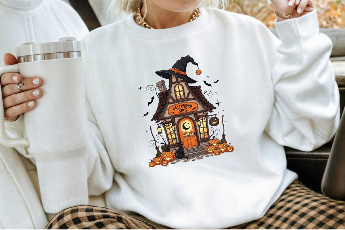 Halloween Shop PNG Funny Spooky Witch House Clipart