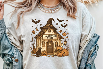 Halloween Shop PNG Funny Spooky Witch House Clipart