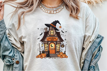 Halloween Shop PNG Funny Spooky Witch House Clipart