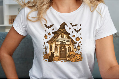 Halloween Shop PNG Funny Spooky Witch House Clipart