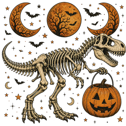 Halloween Skeleton Dinosaur Pumpkin PNG