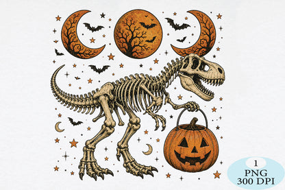 Halloween Skeleton Dinosaur Pumpkin PNG