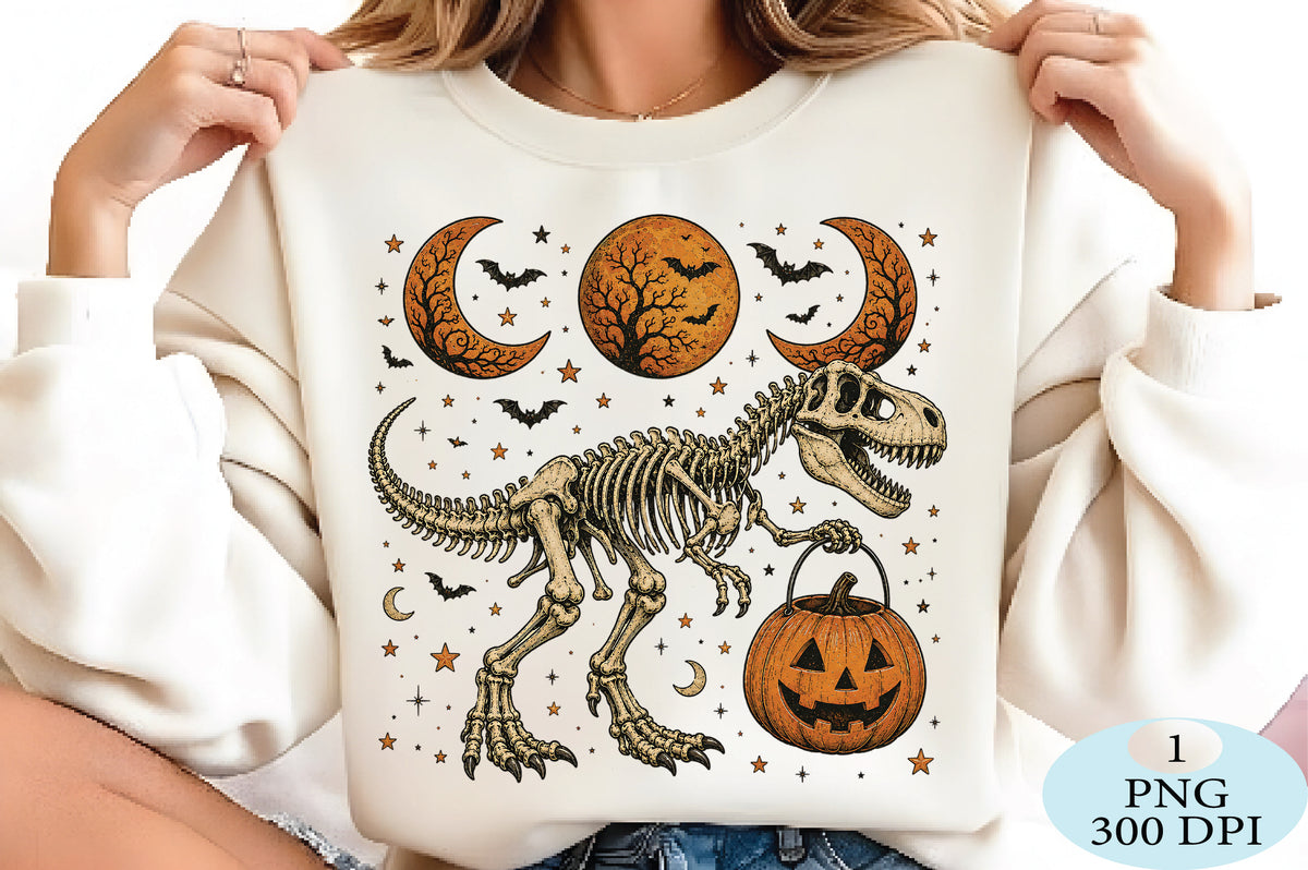 Halloween Skeleton Dinosaur Pumpkin PNG