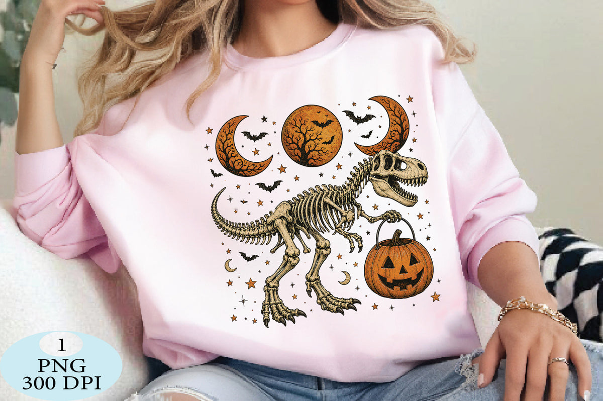 Halloween Skeleton Dinosaur Pumpkin PNG