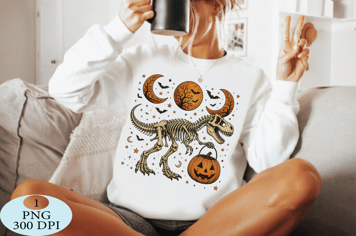 Halloween Skeleton Dinosaur Pumpkin PNG