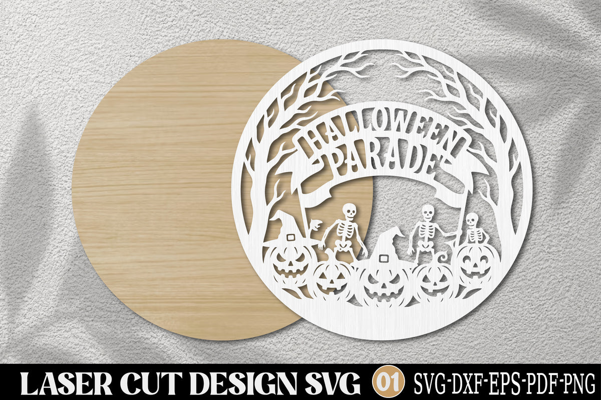 Halloween Skeleton Pumpkin Laser Cut SVG | Skeleton Jack O Lantern Halloween Ornament Design
