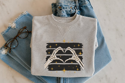 Halloween Skeleton Heart Hands Embroidery