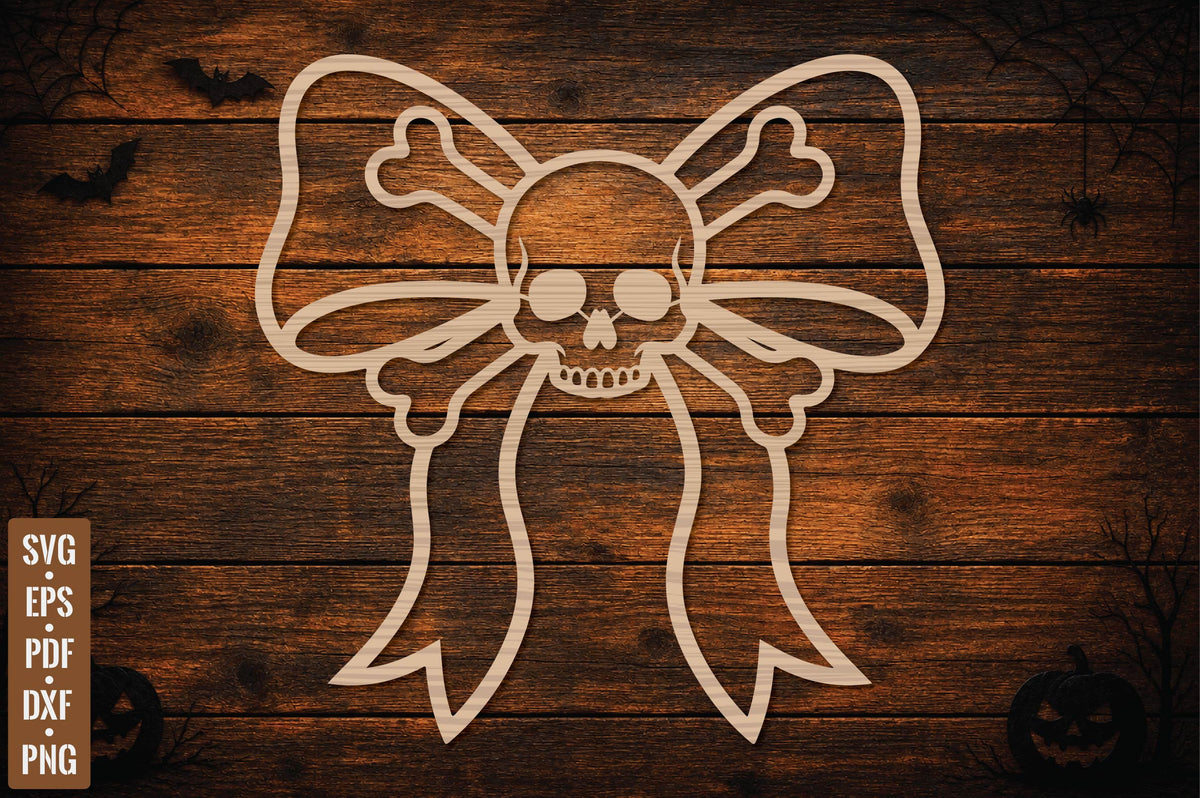 Halloween Skull Bow Laser Cut SVG