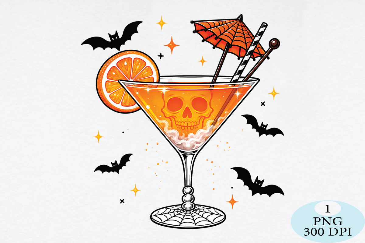 Halloween Skull Cocktail Drink PNG