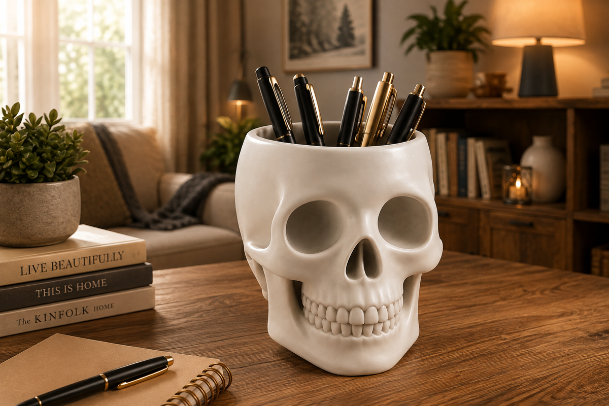 Halloween Skull Pen Holder 3D STL Design