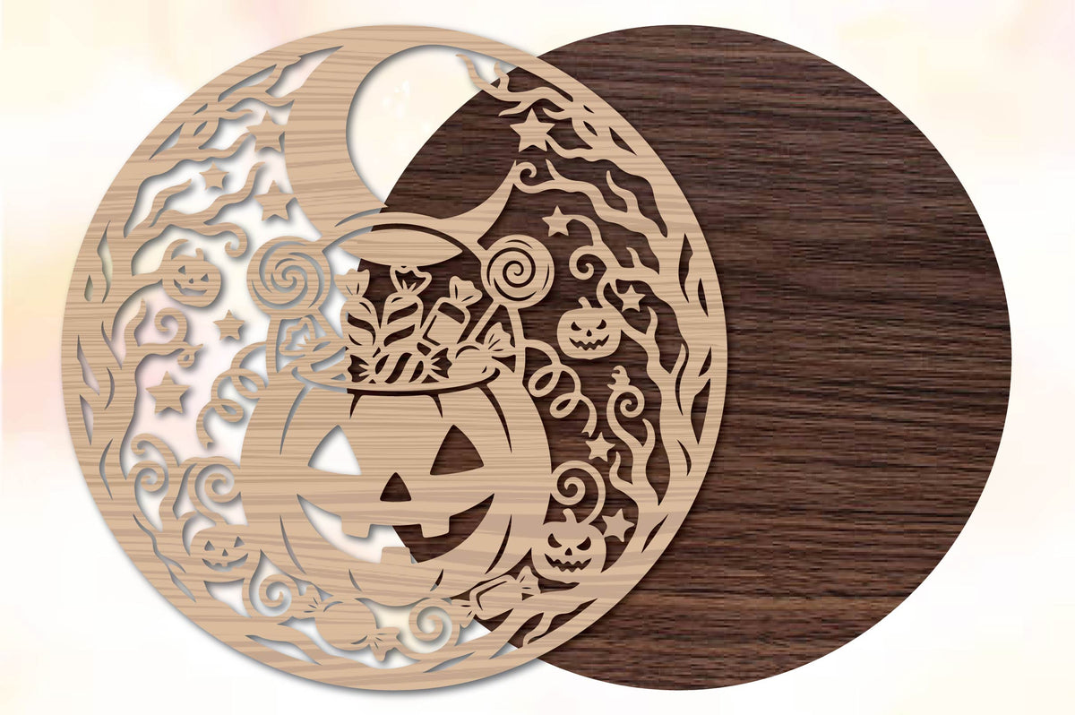 Halloween Skull Pumpkin Laser Cut SVG