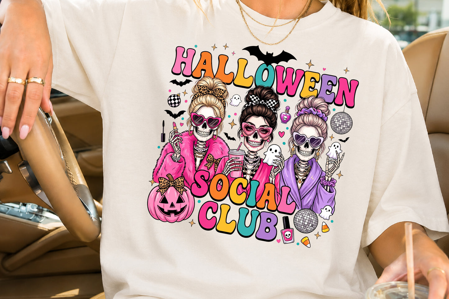 Halloween Social Club Skeleton Girls Sublimation PNG