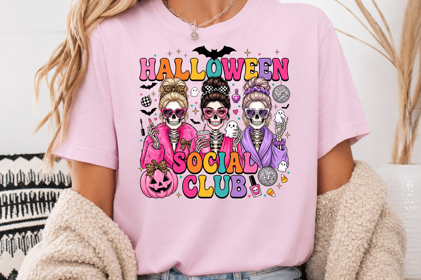 Halloween Social Club Skeleton Girls Sublimation PNG