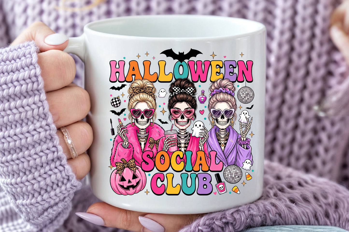 Halloween Social Club Skeleton Girls Sublimation PNG