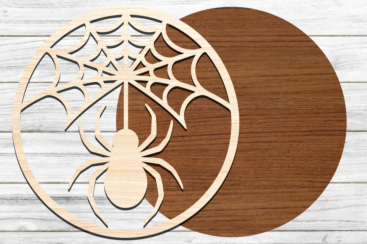 Halloween Spider Round Sign SVG | Spider Web Laser Cut Door Sign