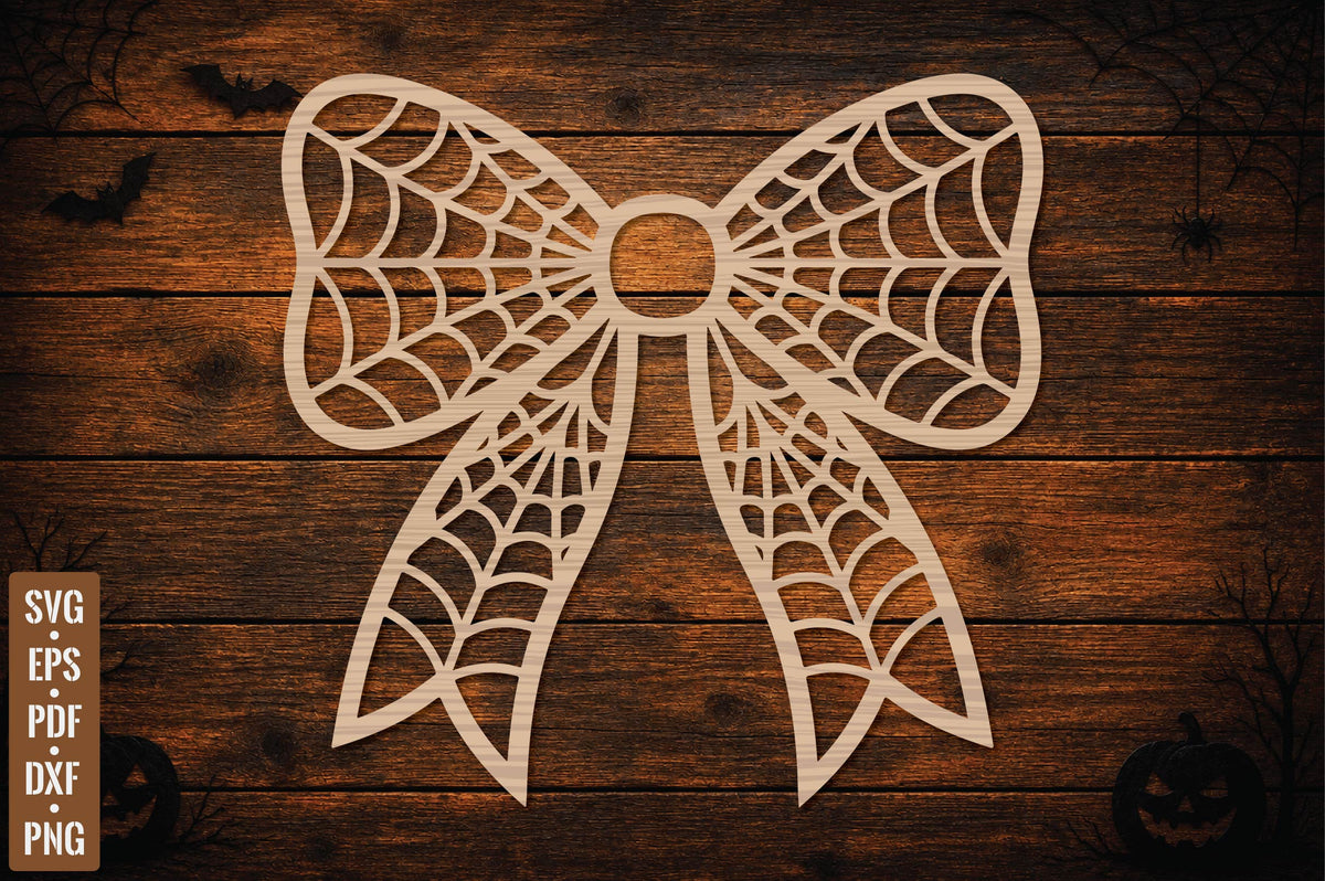 Halloween Spider Web Bow Laser Cut SVG