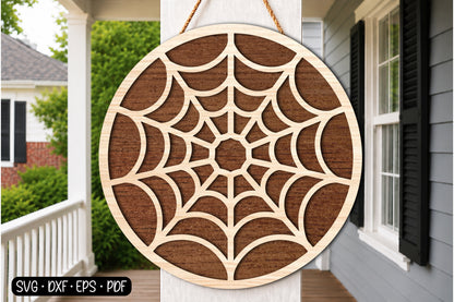 Halloween Spider Web SVG | Spider Web Door Hanger Laser Cut Design