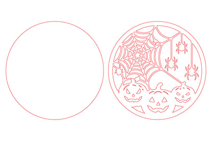Halloween Spider Web Pumpkin Round Door Hanger SVG