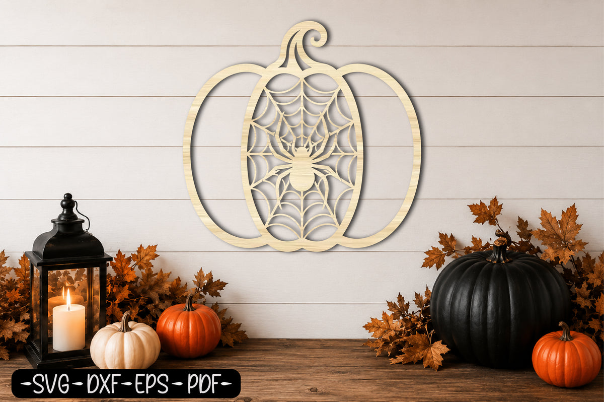 Halloween Spider Web Pumpkin SVG | Spider Pumpkin Laser Cut SVG