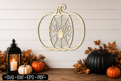 Halloween Spider Web Pumpkin SVG | Spider Pumpkin Laser Cut SVG