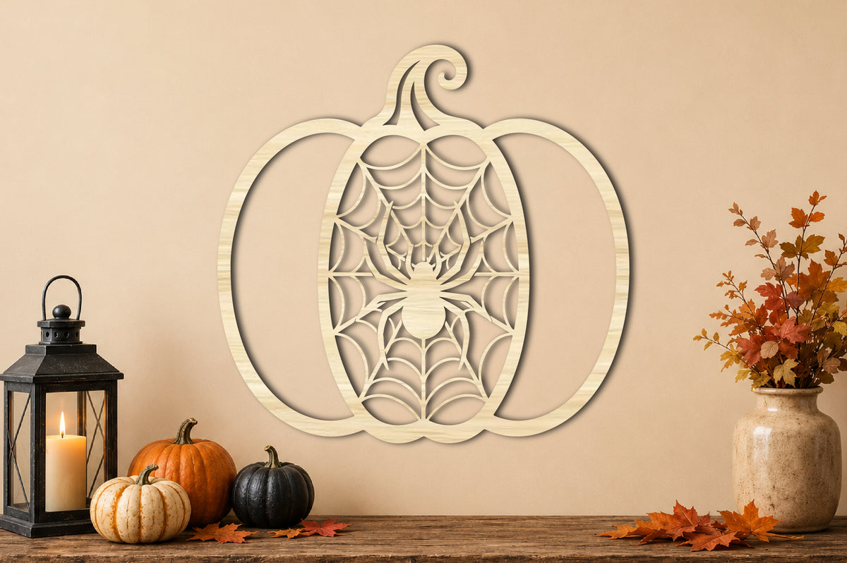 Halloween Spider Web Pumpkin SVG | Spider Pumpkin Laser Cut SVG