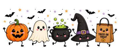 Halloween Spooky Doodles PNG | Cute Pumpkin Ghost Witch Cauldron Bat Trick or Treat Clipart | Kawaii Halloween Sublimation Design