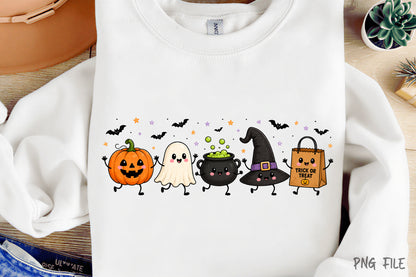 Halloween Spooky Doodles PNG | Cute Pumpkin Ghost Witch Cauldron Bat Trick or Treat Clipart | Kawaii Halloween Sublimation Design