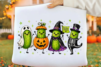 Halloween Spooky Pickle PNG | Cute Pickle Ghost Witch Skeleton Halloween Clipart | Funny Spooky Season Sublimation Design