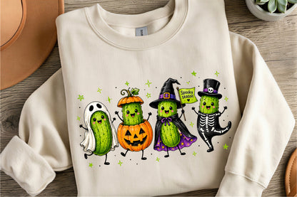 Halloween Spooky Pickle PNG | Cute Pickle Ghost Witch Skeleton Halloween Clipart | Funny Spooky Season Sublimation Design
