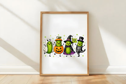 Halloween Spooky Pickle PNG | Cute Pickle Ghost Witch Skeleton Halloween Clipart | Funny Spooky Season Sublimation Design
