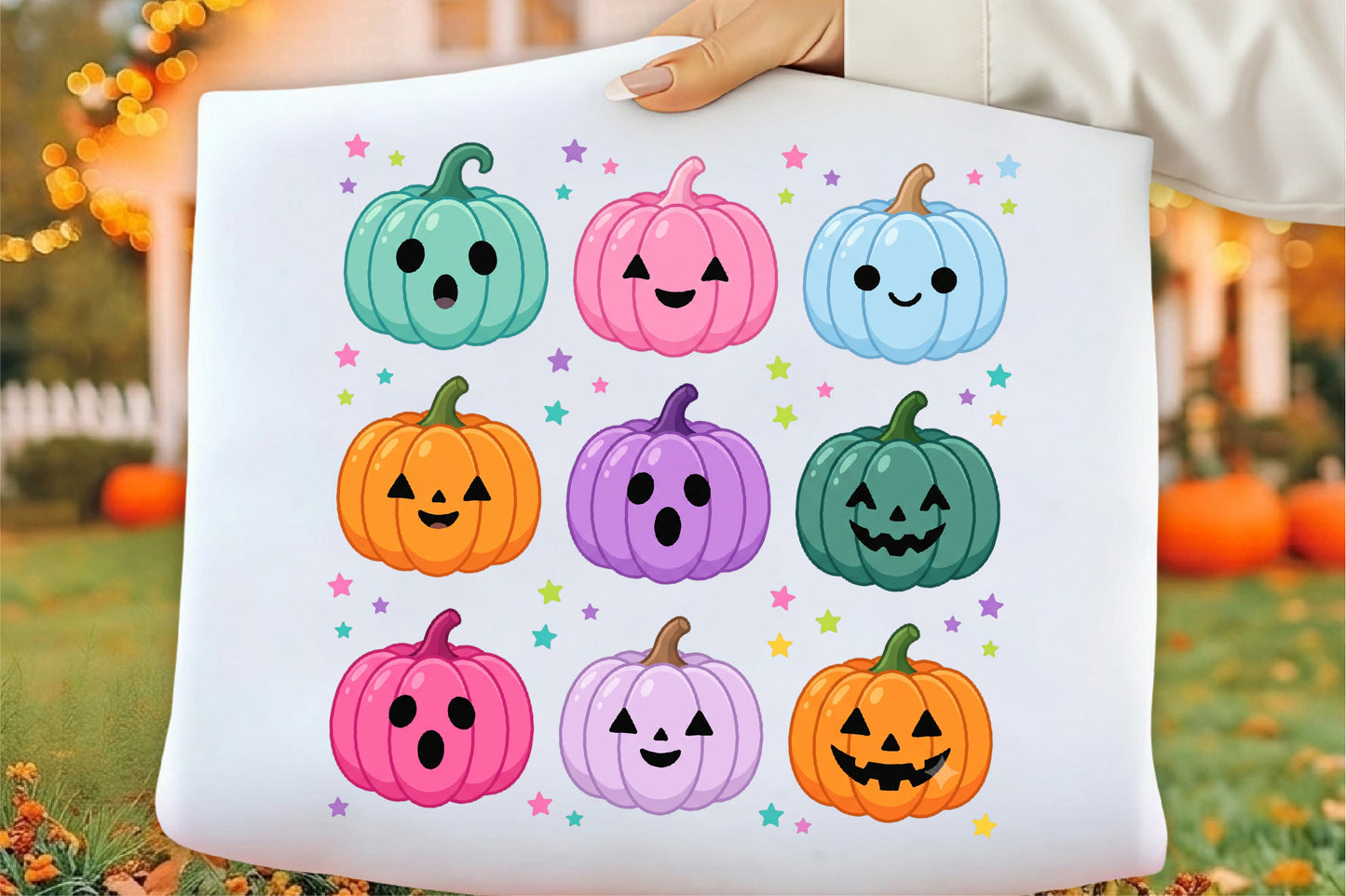 Cute Halloween Pumpkin PNG Bundle Colorful Kawaii Jack O Lantern Spooky Clipart