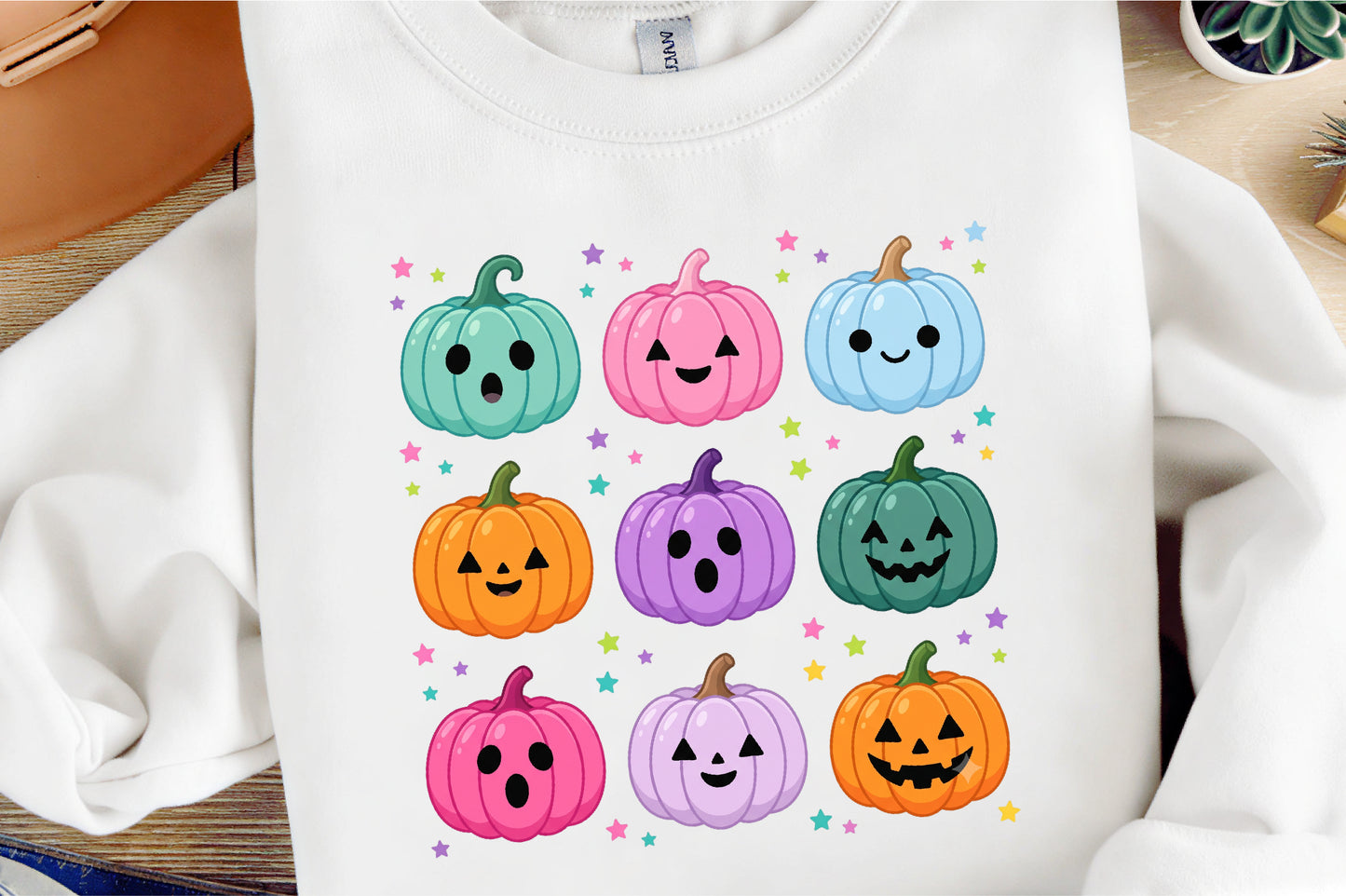 Cute Halloween Pumpkin PNG Bundle Colorful Kawaii Jack O Lantern Spooky Clipart