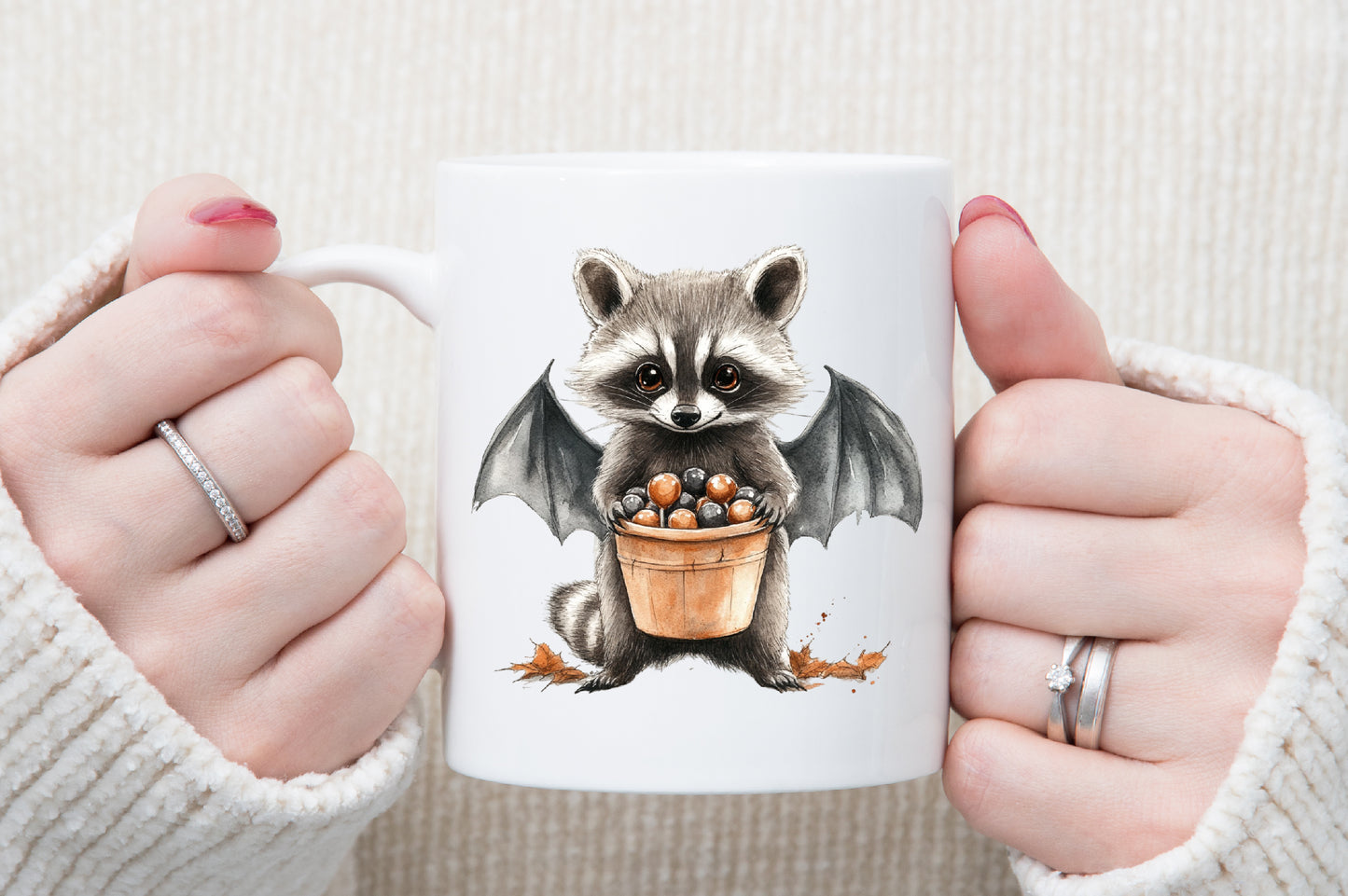 Halloween Spooky Raccoons Clipart Cute Watercolor PNG Bundle